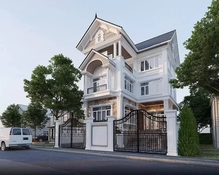 Mẫu nhà chữ l tân cổ điển 3 tầng