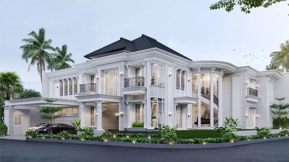 Thiết kế nhà sân vườn phong cách tân cổ có đầy đủ tiện nghi xa hoa
