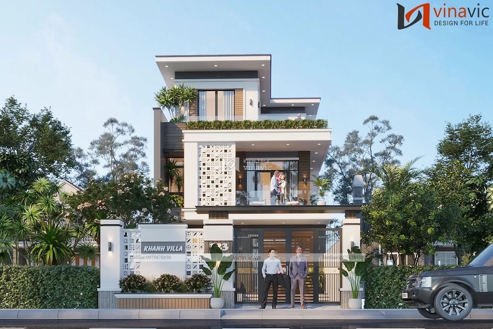 Mẫu nhà 3 tầng chữ L đẹp hiện đai thu hút ánh nhìn