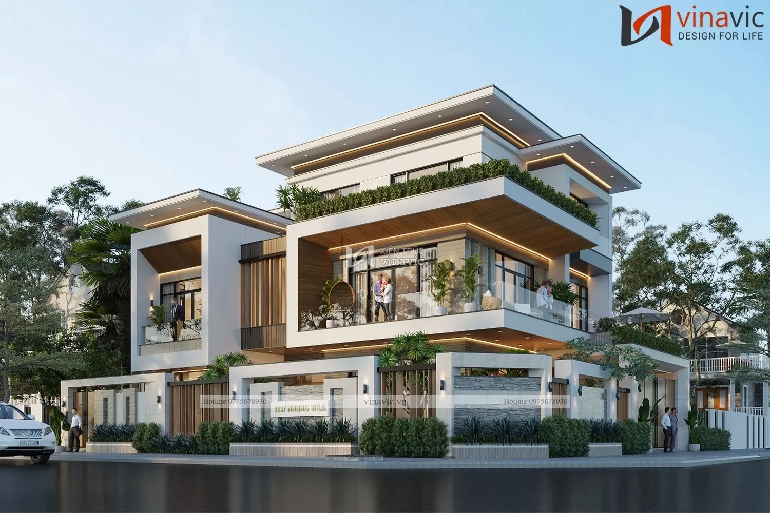 Biệt thự 2 mặt tiền căn góc 3 tầng hiện đại 14x20m đơn giản sang trọng