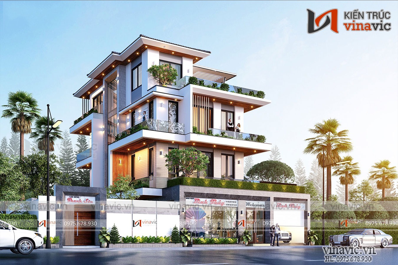 Biệt thự mặt phố hiện đại 3.5 tầng vừa ở vừa kết hợp kinh doanh