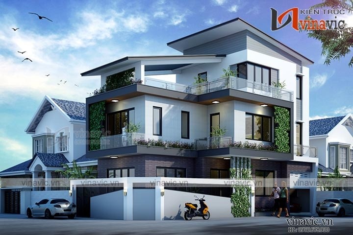 Biệt thự phố phong cách hiện đại có thể xây dựng được ở những vị trí đắc địa như lô góc mặt đường
