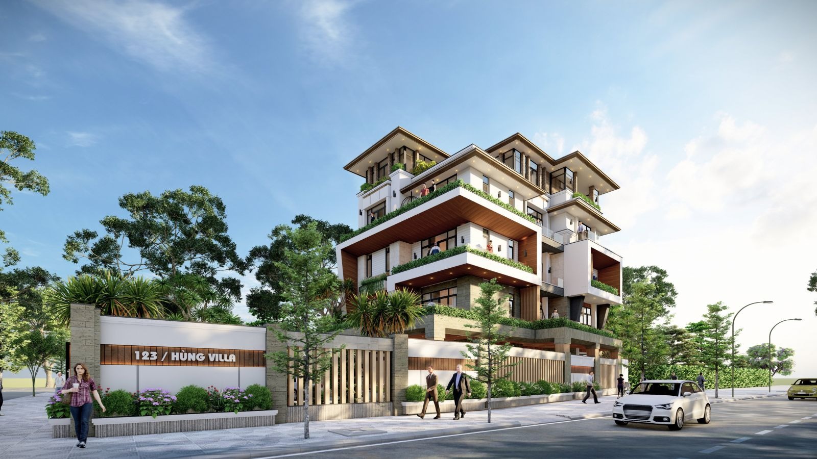 Thiết kế không gian mở trong biệt thự hiện đại kiểu nhà phố gần gũi với thiên nhiên