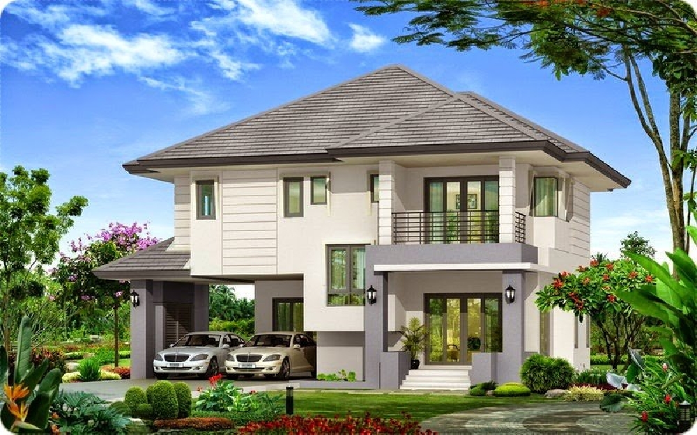 Mẫu nhà vuông 2 tầng mái nhật có sân vườn là sự kết hợp hoàn hảo giữa sự đơn giản và vẻ đẹp tự nhiên