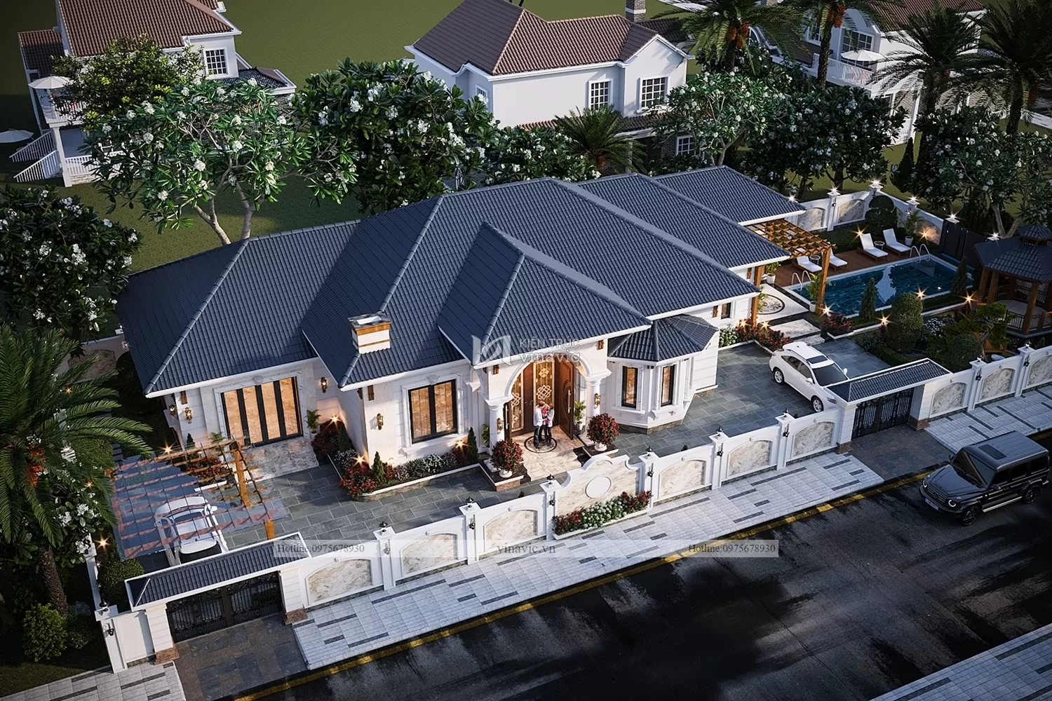 Khuôn viên biệt thự rộng lớn