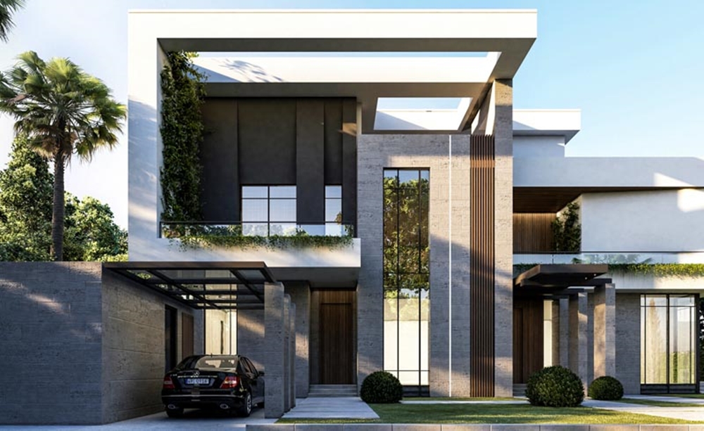 Mẫu Nhà 9x20m phong cách hiện đại có gara là một kiến trúc độc đáo và tinh tế, 