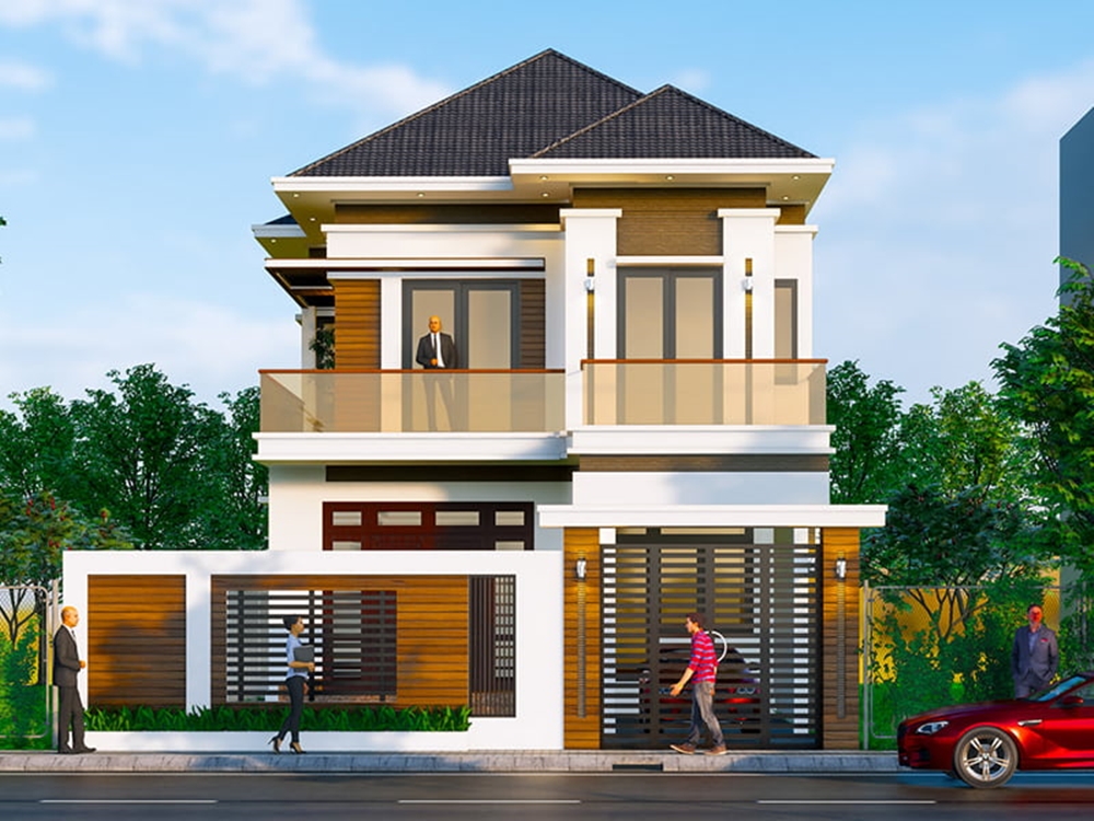 Xác định các vị trí của cửa sổ và cửa chính cho ngôi nhà ngang 9m dài 20m