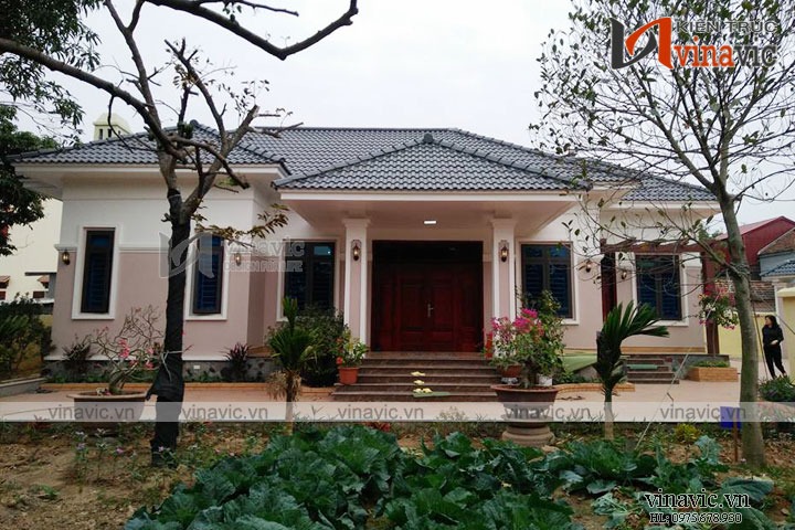 Biệt thự mini 1 tầng mái nhật ở quê với thiết kế hiện đại
