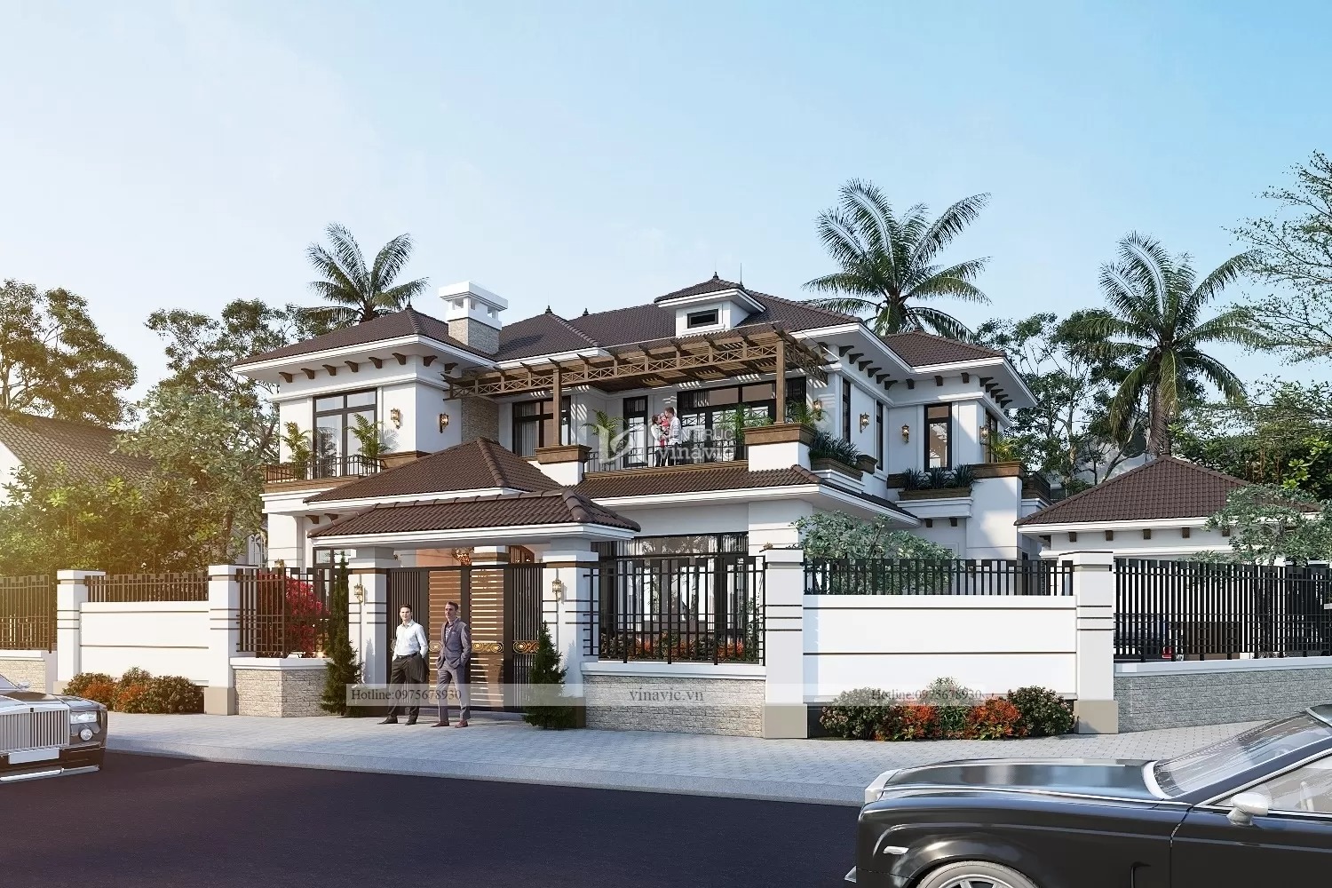 Mẫu thiết kế nhà đẹp 2 tầng mái nhật hiện đại sân vườn 120m2