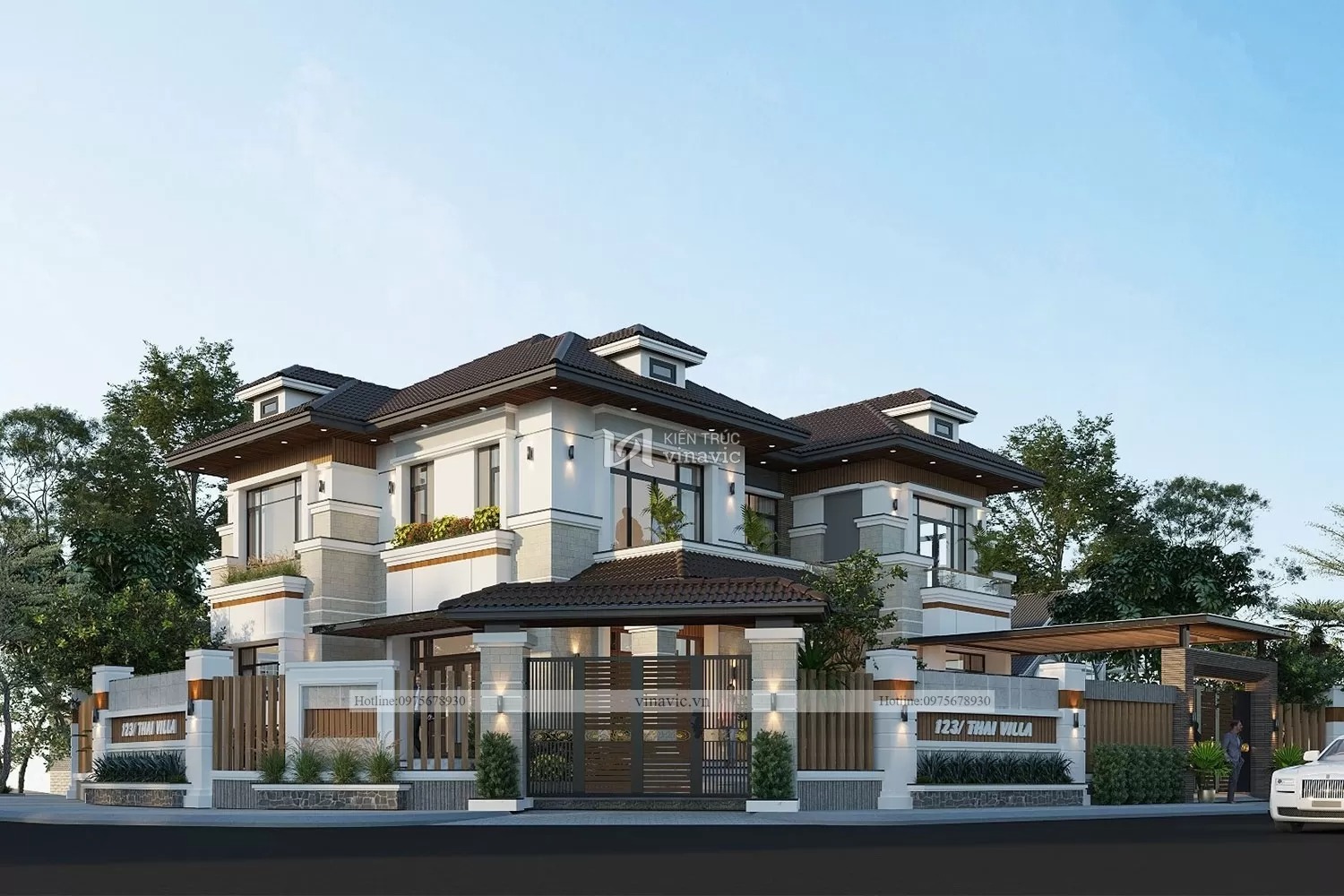 Nhà biệt thự mini 2 tầng 2 mặt tiền hiện đại mái Nhật đẹp