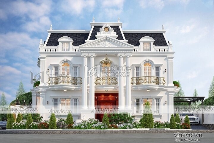 Mẫu nhà đẹp 2 tầng hai mặt tiền tân cổ điển