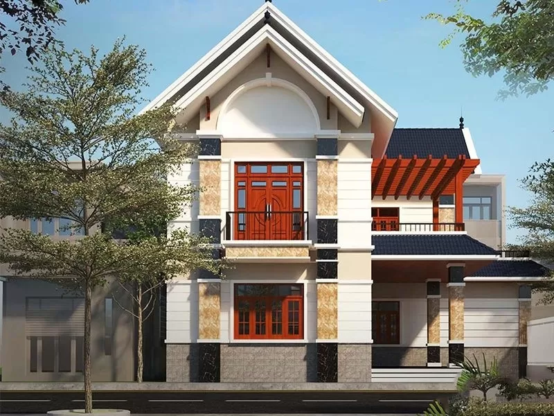 Mẫu nhà vuông 2 tầng được xây dựng vuông vức thông thoáng