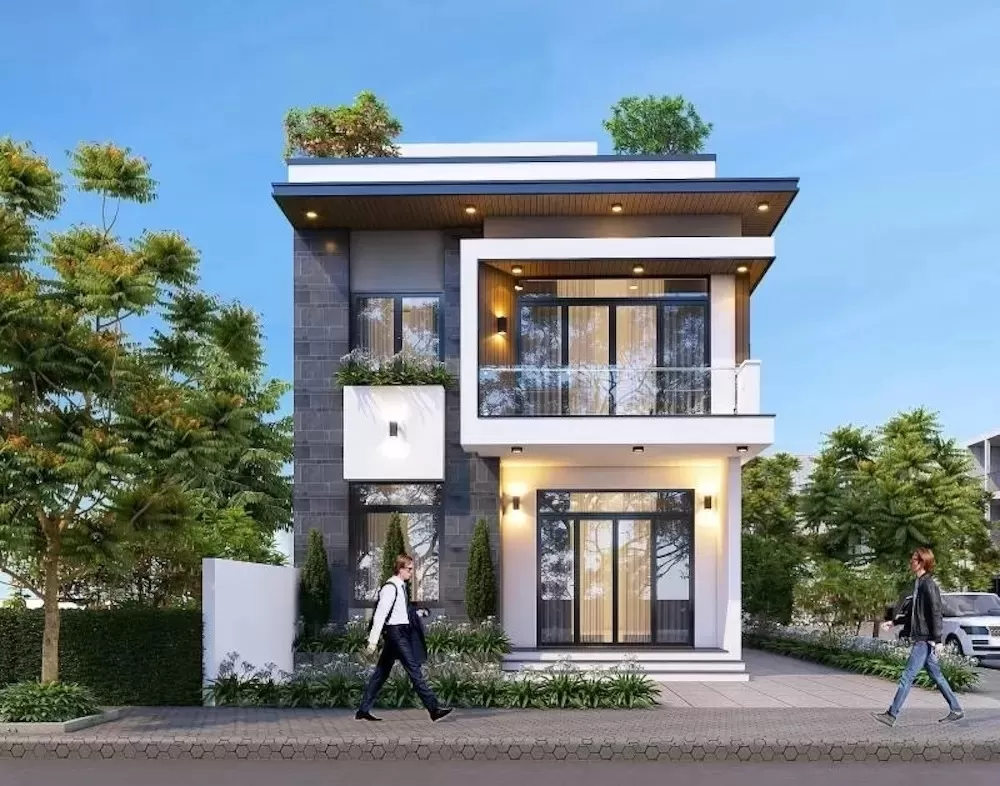 Thiết kế mẫu nhà 2 tầng sân vườn rộng rãi