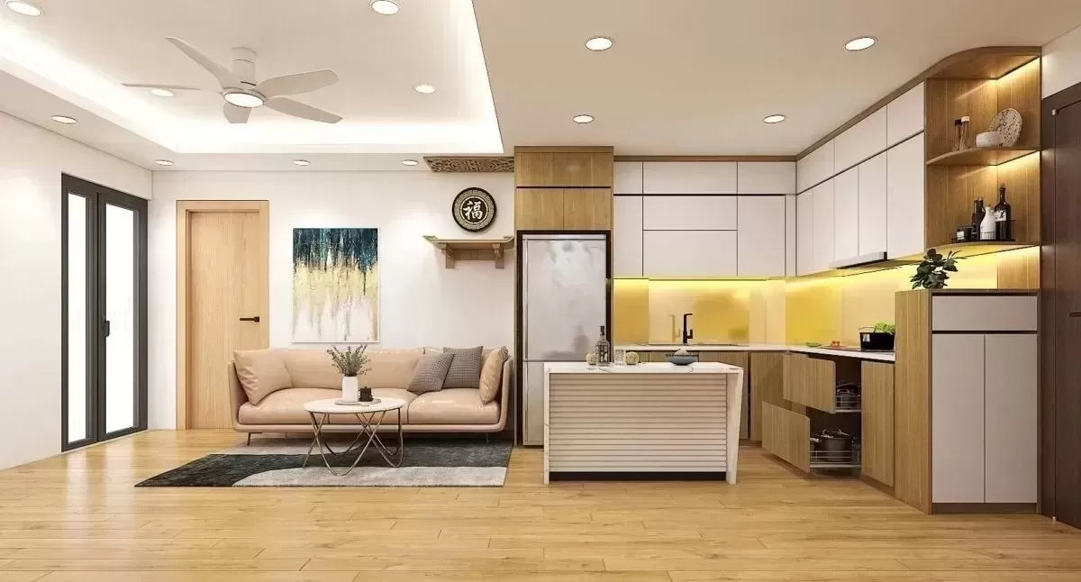 Nội thất phòng khách nhà 1 tầng đẹp 100m2 4 phòng ngủ
