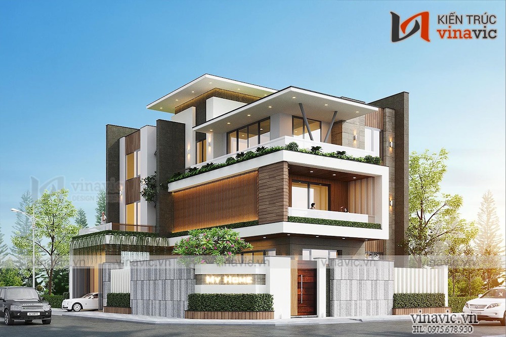 Nhà 3 tầng vuông đẹp hiện đại 180m2