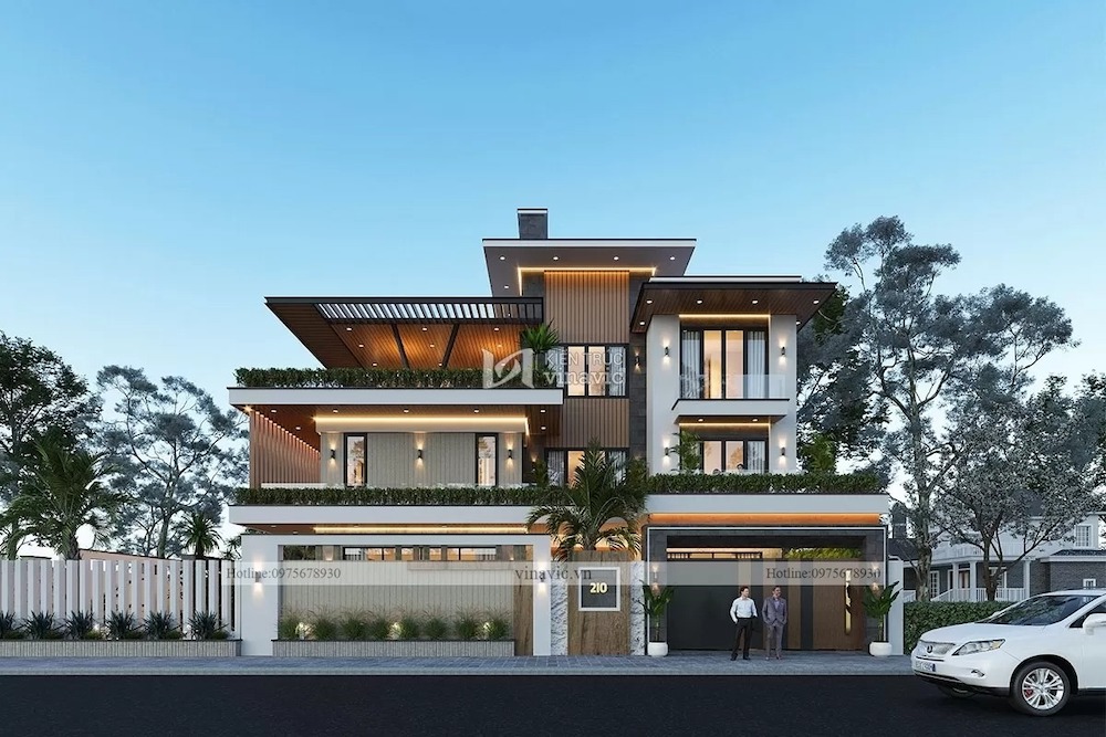 Biệt thự hiện đại 3 tầng hình vuông