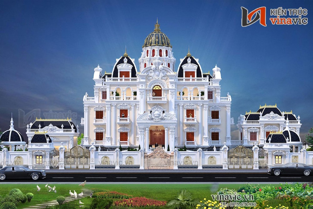 Biệt thự 3 tầng cổ điển thiết kế vuông vức như toà lâu đài nguy nga, tráng lệ