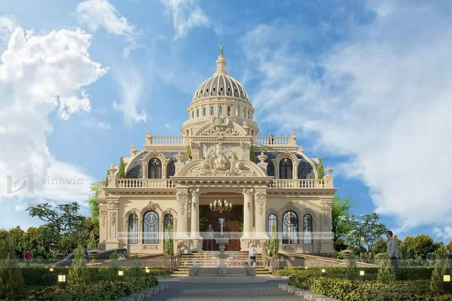 Mẫu biệt thự 2 tầng cổ điển mái Mansard
