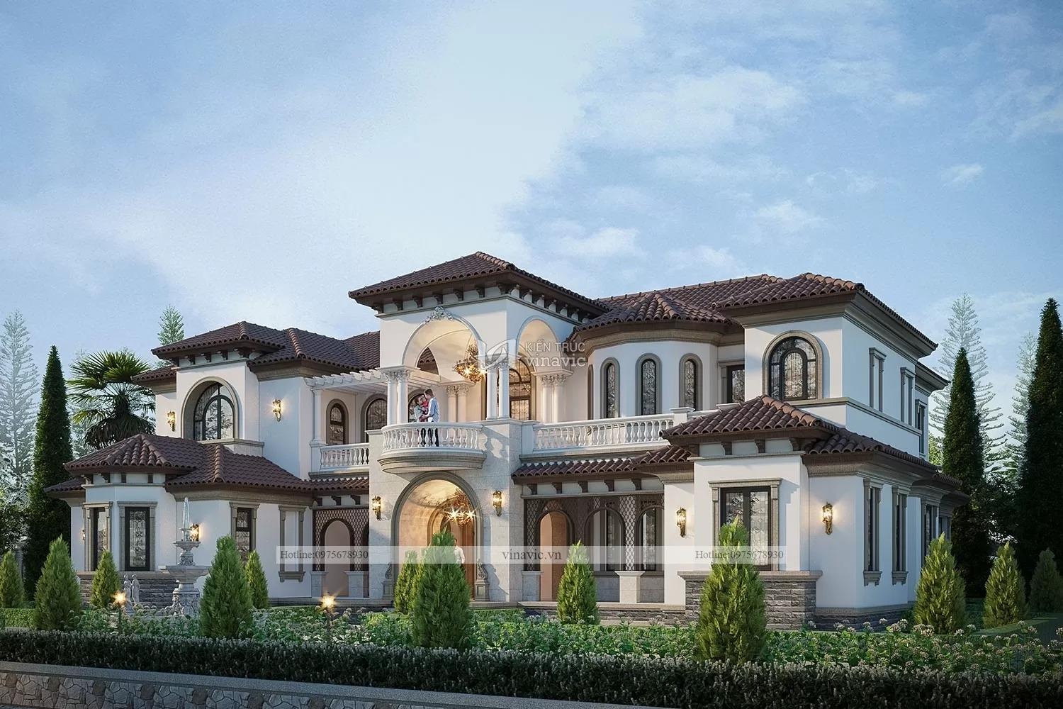 Biệt thự Địa Trung Hải 2 tầng kích thước 26x21m