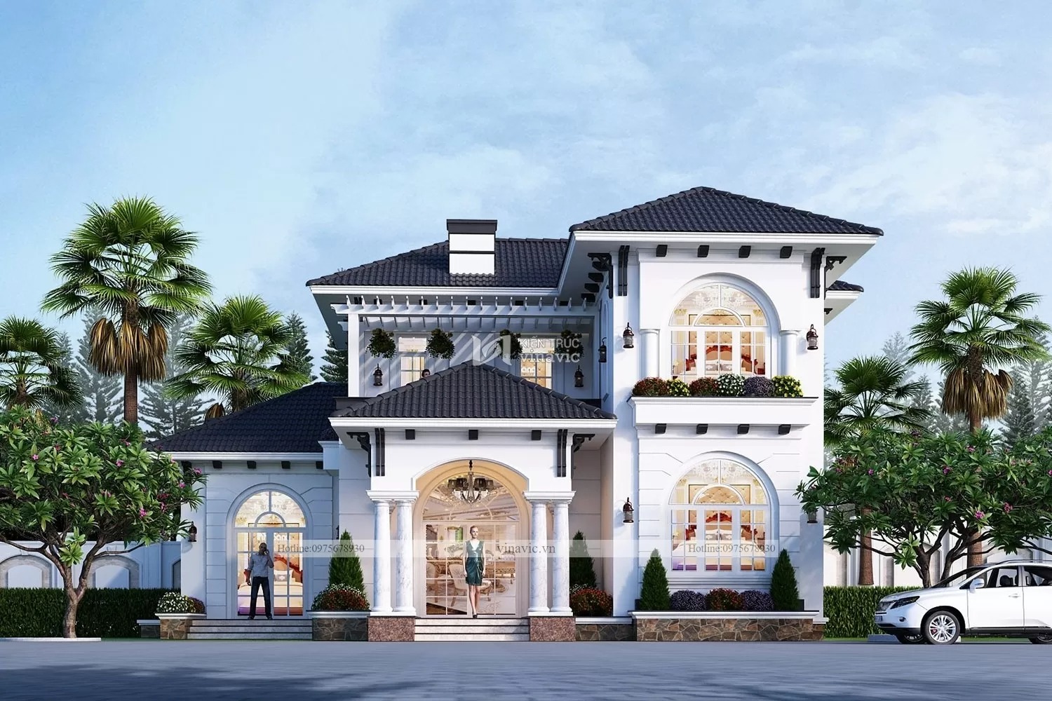 Mẫu biệt thự phong cách Địa Trung Hải 2 tầng 100m2 đẹp ấn tượng