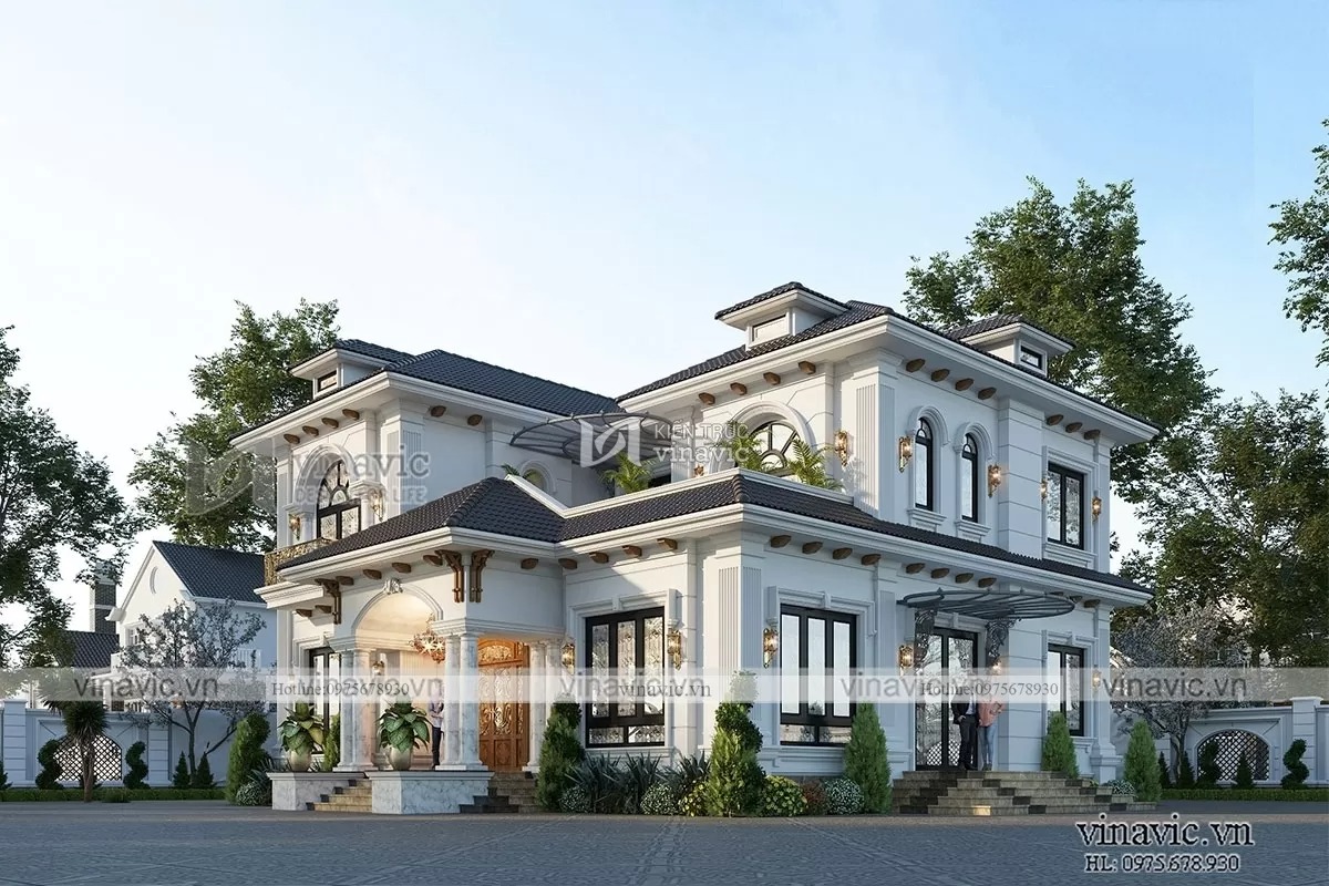 Biệt thự vườn 2 tầng 5 phòng ngủ 13x14m tân cổ điển mái nhật