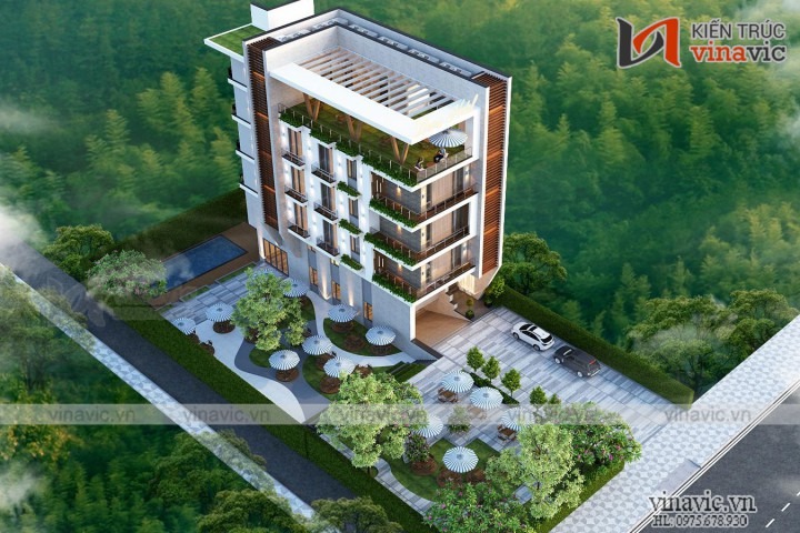 Một mẫu khách sạn đẹp ấn tượng còn dựa vào cảnh quan trang trí