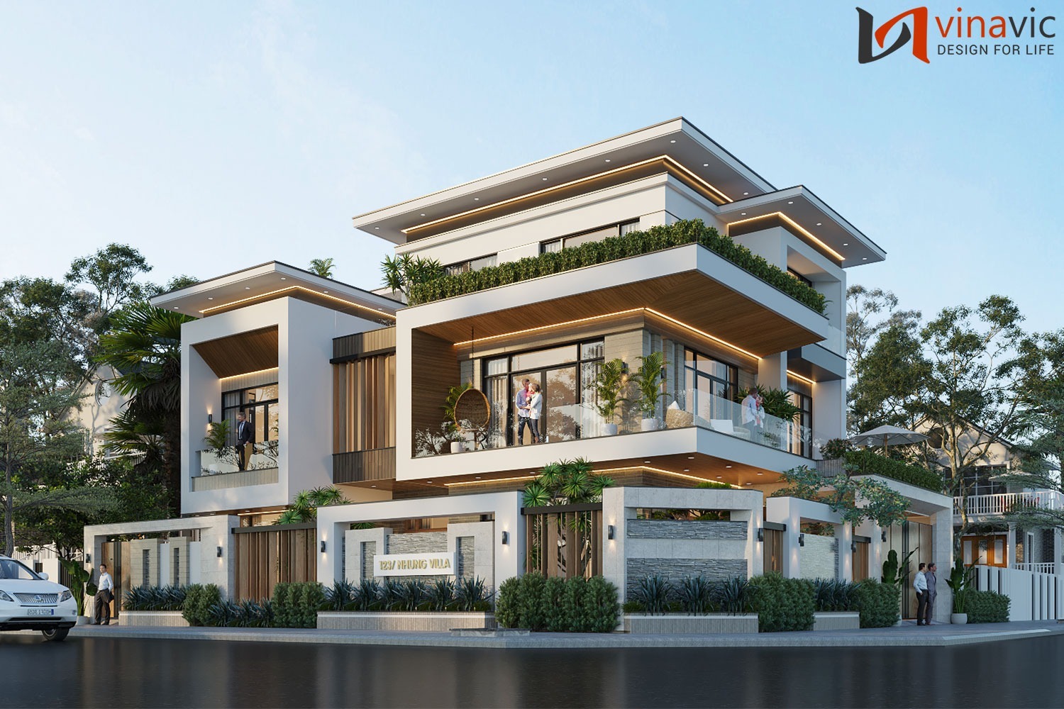 Biệt thự mini lô góc hiện đại mái bằng hút mọi ánh nhìn