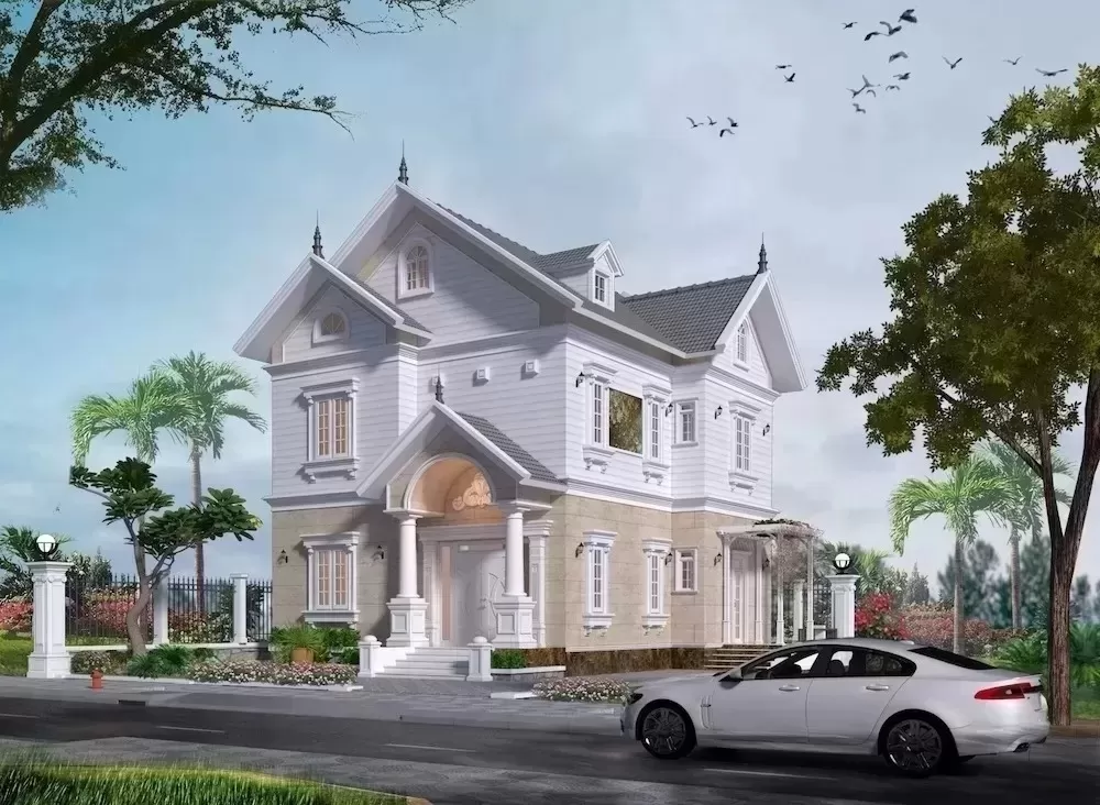 Mẫu nhà 6 phòng ngủ đẹp mái thái