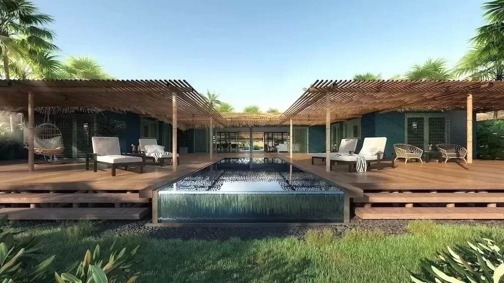 Biệt thự nghỉ dưỡng 1 tầng hình chữ U phong cách nhiệt đới