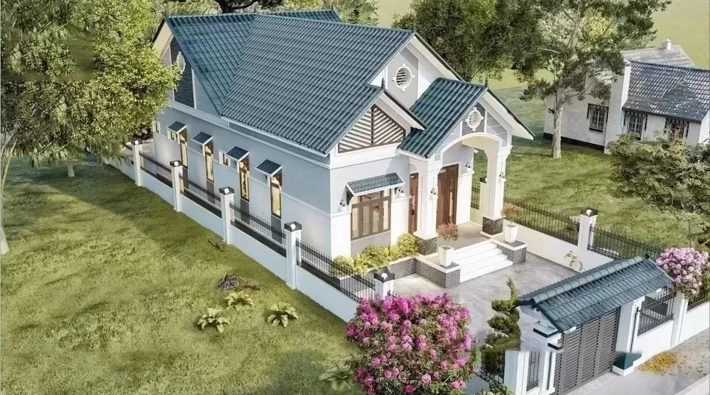 Thiết kế biệt thự vườn 1 tầng 5 phòng ngủ mái thái