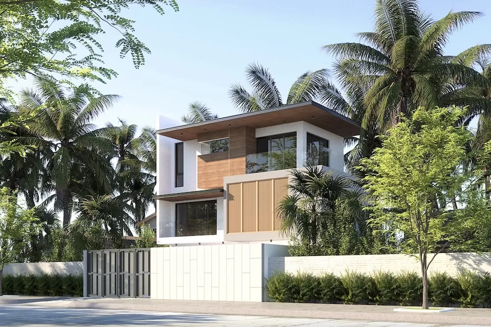 Mẫu biệt thự 3 tầng mái bằng hiện đại 4 phòng ngủ