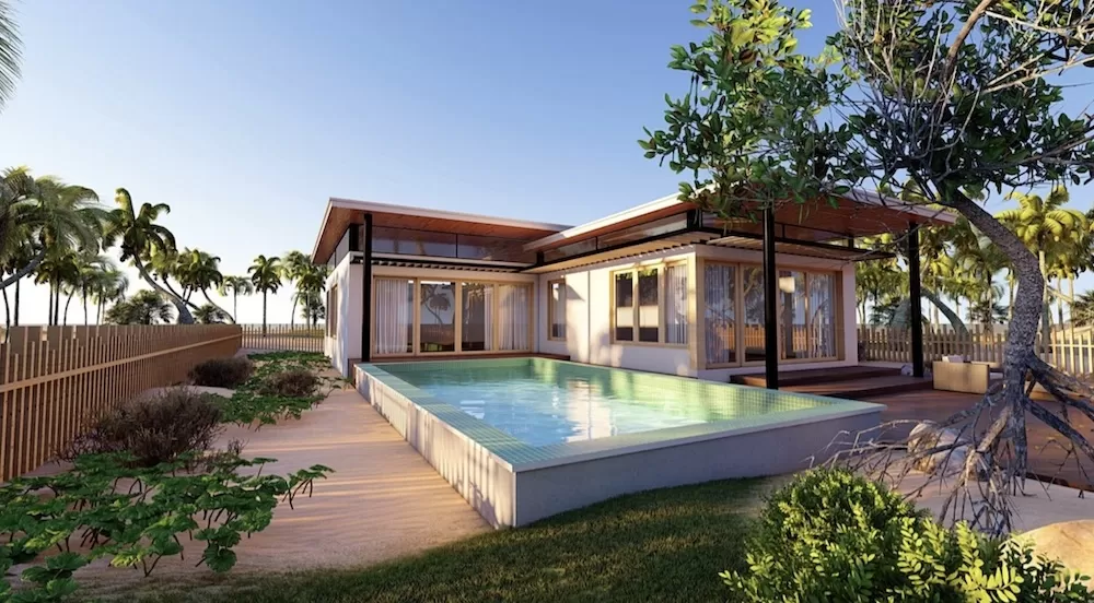 Mẫu nhà cấp 4 hiện đại mái bằng kết hợp cho thuê homestay hướng biển