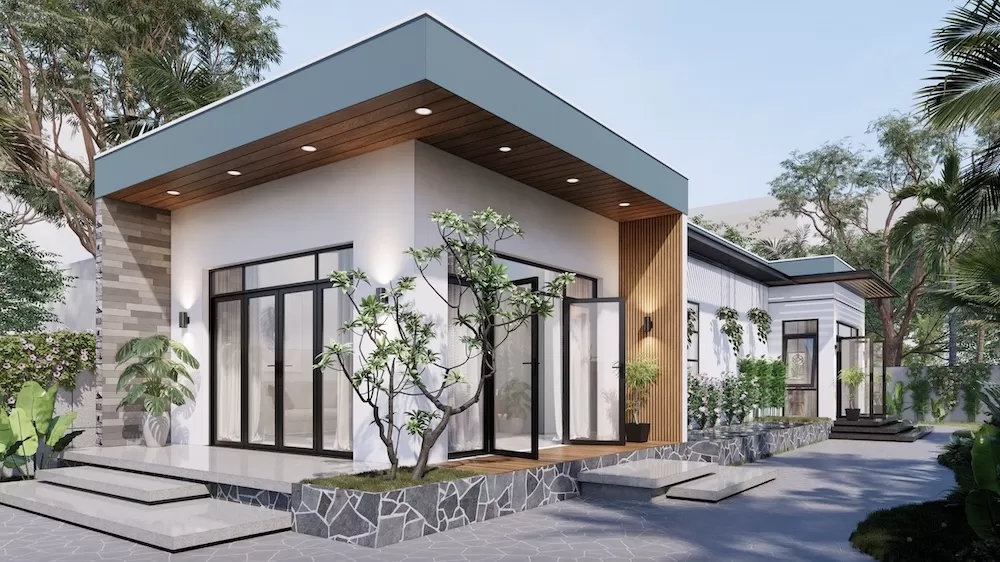 Nhà cấp 4 mái bằng hiện đại 3 phòng ngủ