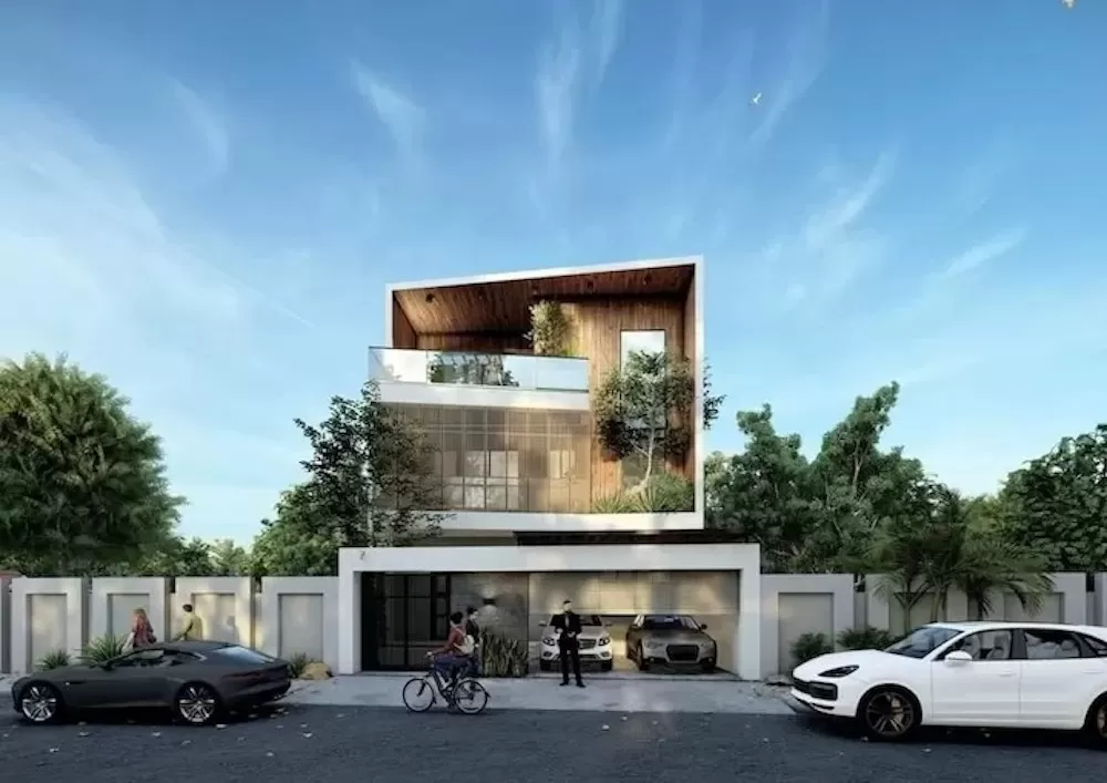 Thiết kế nhà phố mái chéo 3 tầng công nghệ cao kết hợp cho thuê văn phòng