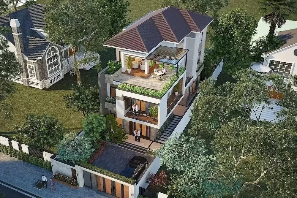 Thiết kế nhà phố 3 tầng 5x20m hình ống hiện đại