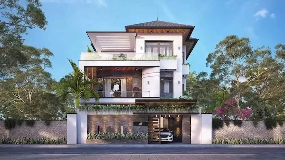 Kiểu nhà phố 3 tầng 4 phòng ngủ hiện đại
