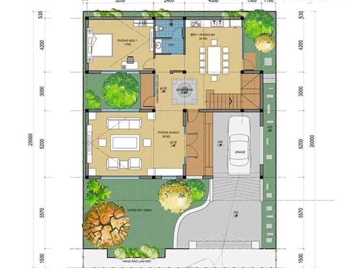Mặt bằng biệt thự 3 tầng thiết kế chuẩn phong thủy 2023