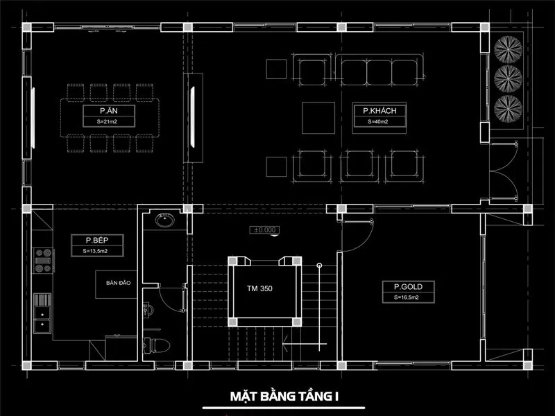 Mặt bằng biệt thự 3 tầng thiết kế chuẩn phong thủy 2023
