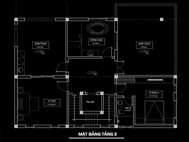 Mặt bằng biệt thự 3 tầng thiết kế chuẩn phong thủy 2023