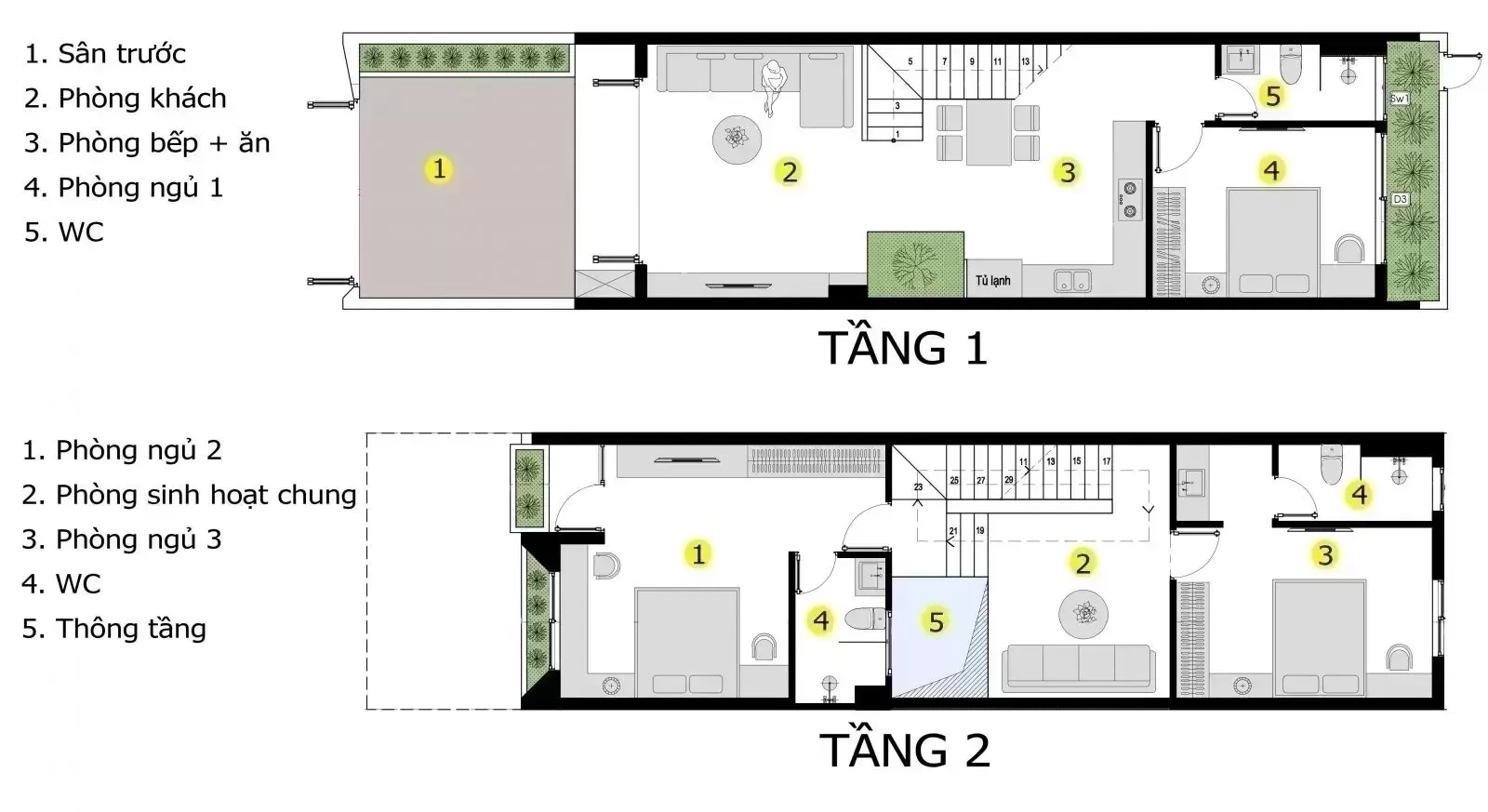 Mặt bằng biệt thự 3 tầng thiết kế chuẩn phong thủy 2023