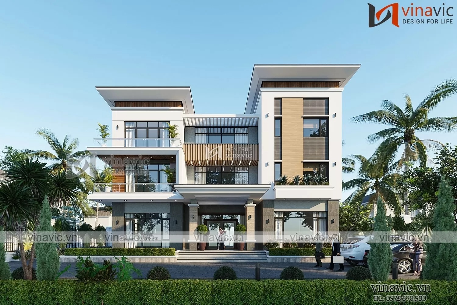 Mẫu biệt thự mini 4 phòng ngủ mái bằng