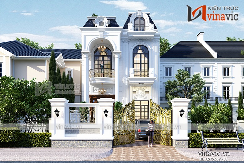 Biệt thự phố 120m2 2 tầng mặt tiền 8m sâu 16m tân cổ điển
