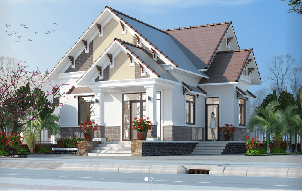 Màu sắc nhẹ nhàng làm nổi bật căn biệt thự trệt