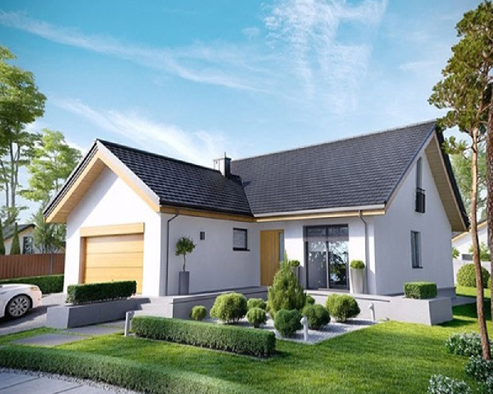 Phối cảnh nhà chữ L đẹp mắt