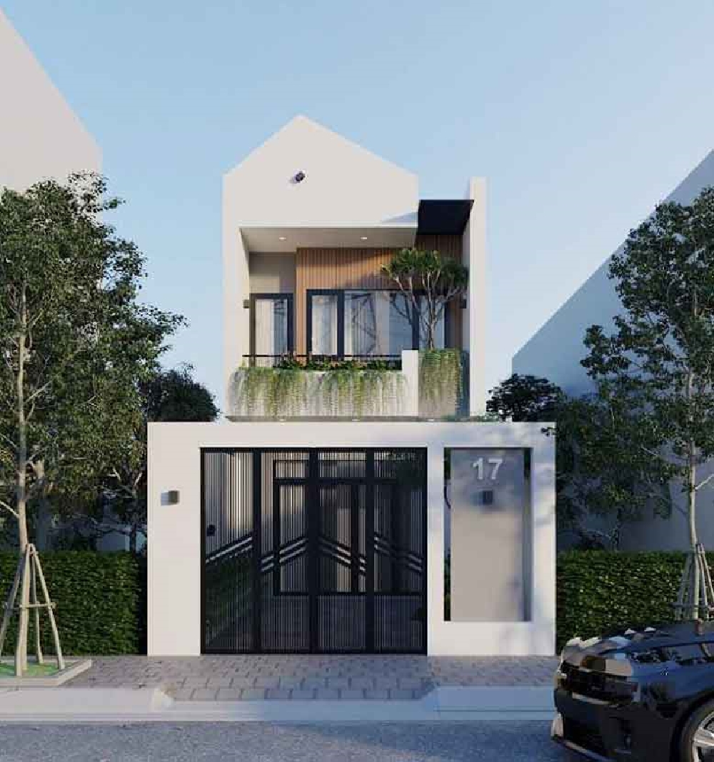 Phối cảnh ngoại thất nhà 2 tầng 4 phòng ngủ đẹp ấn tượng