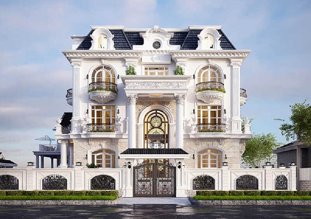 Căn biệt thự nổi bật với hoa văn đắp nổi