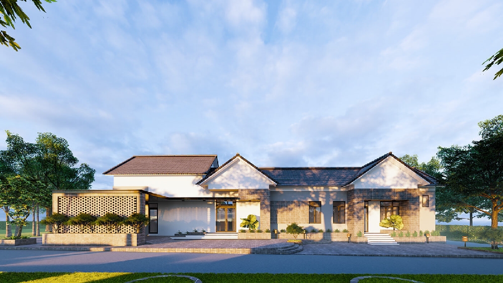 Yếu tố hiện đại kết hợp cùng mái thái truyền thống