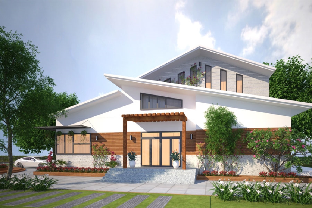 Mái lệch ấn tượng nổi bật khiến tổng thể đẹp mắt