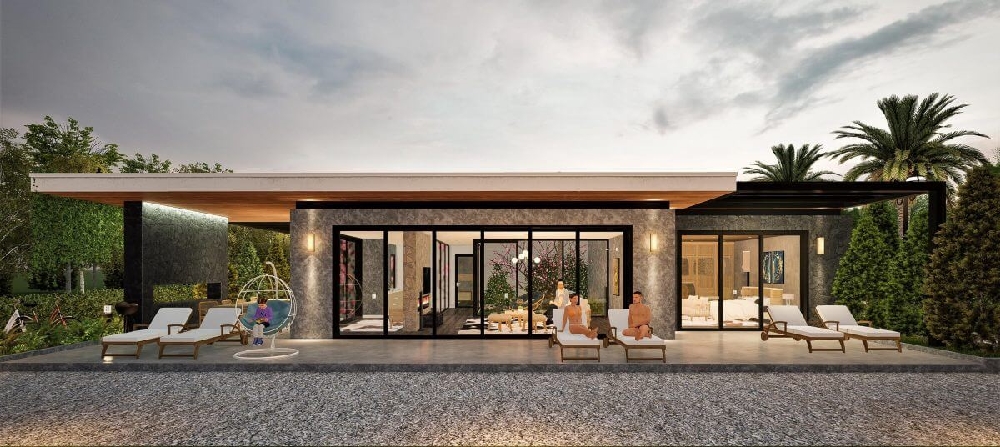 Biệt thự 1 tầng được xây dựng trên khuôn viên đất rộng