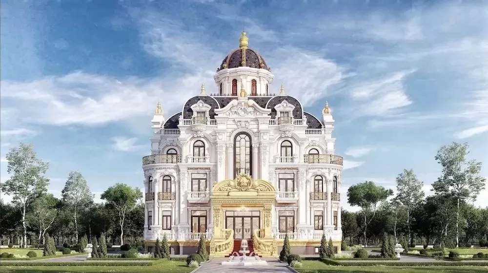 Lâu đài Pháp mini cổ điển mái chóp lai mái Mansard
